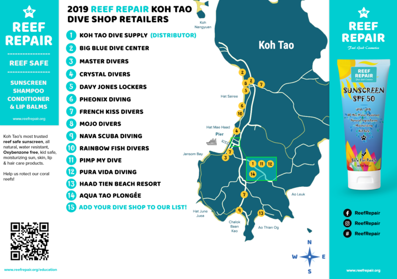Koh Tao Retail Outlets for Reef Repair Sunscreens